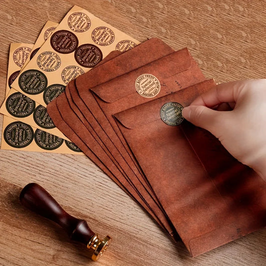 10pcs Vintage Kraft Paper Envelopes, Wedding Party Invitation Card Envelopes, Multifunctional Paper Envelope
