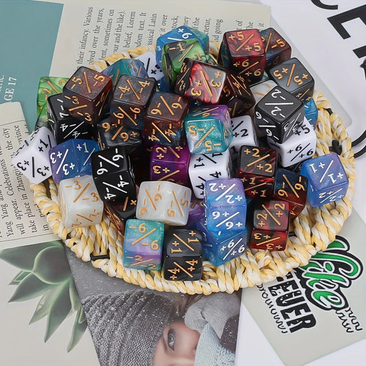 24pcs Magic Party Counting Dice Set With Starry Sky Design - Perfect For Mtg Card Games & Magic Games Enhance Math Skills