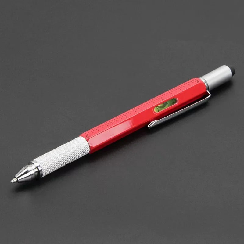 7 in 1 Multifunctional Pen Touch Screen Stylus Capacitive Pen with Screwdriver Ruler Levelgauge Refillable Ballpoint Pencil T