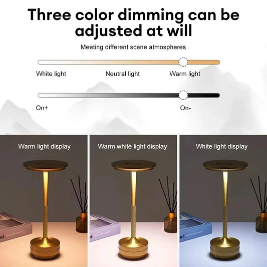 Wireless Simple Decorative Table Lamp Infinitely Dimmable Atmosphere Classic Retro Portable Rechargeable Touch Desk Lamp