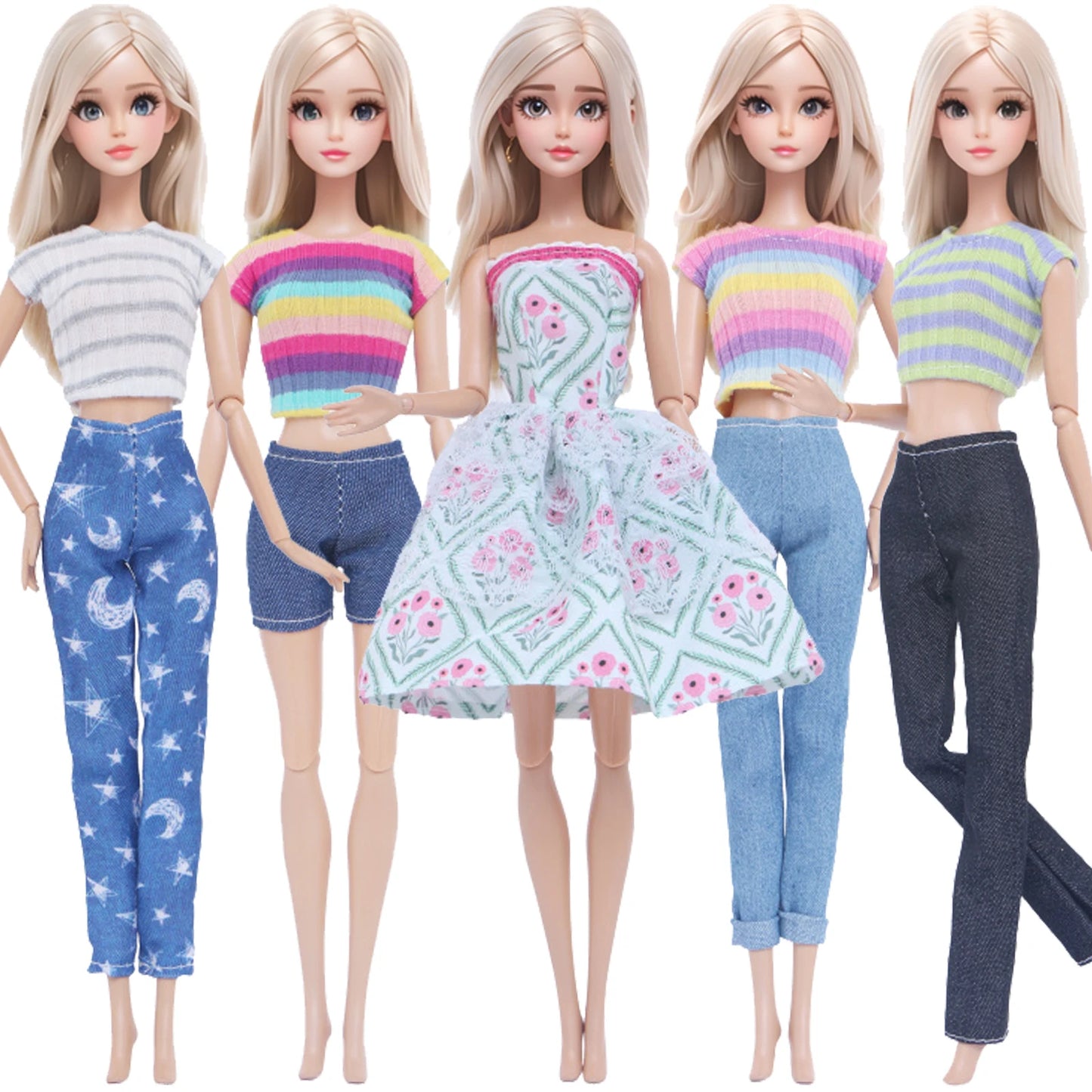 5 Set 3 Set Handmade Fashion Doll Outfit Daily Casual Wear Blouse Shirt Vest Bottom Pants Skirt Clothes for 1/6 Doll Accessor