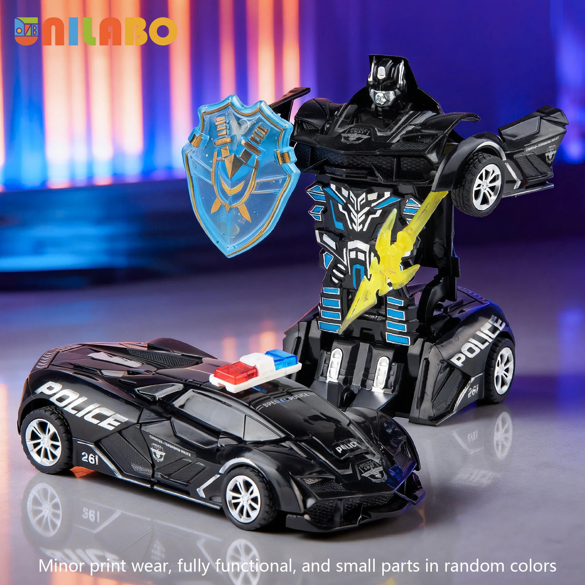 Transformable Robot Sports Car Toys, No Batteries, Educational Kids Gift, Colorful Model Vehicle for Play Learning - Silver