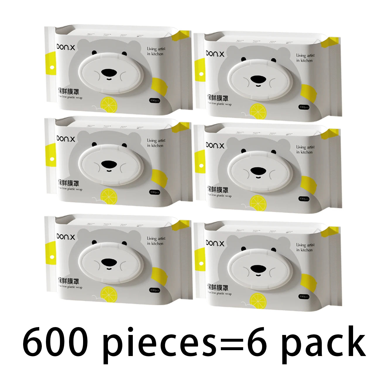 100-Pack Disposable Food-Grade Plastic Wrap Covers for Home Kitchen Refrigerator Leftovers, Hangable and Pull-Out Style - 600