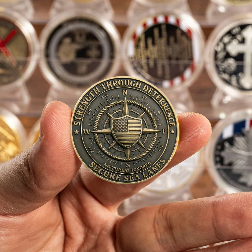 America First Freedom of Navigation Bronze Plated Commemoration Coin Strength Through Deterrence Collection Coin