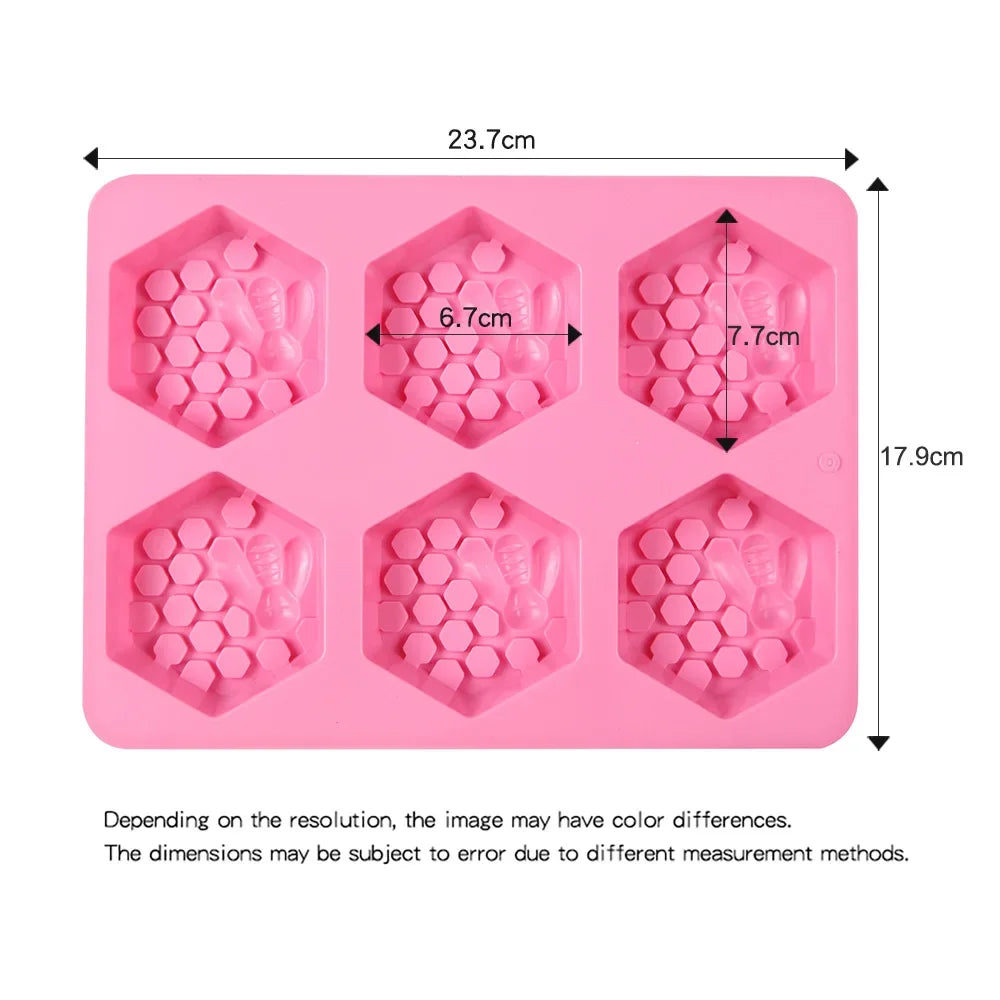 3D Bee Honeycomb Silicone Soap Mold DIY Square Oval Soap Making Supplies Handmade Chocolate Cake Decoration Baking Tools - A