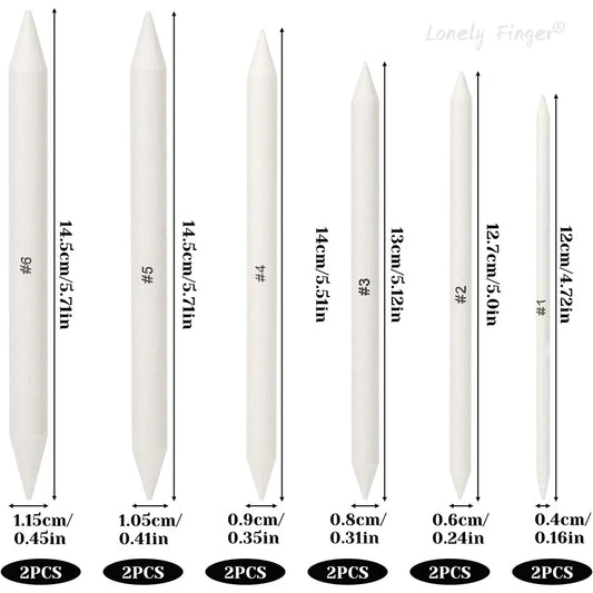 6/12 Pcs Blending Stumps, Paper Art Blenders, Drawing Pencils for Student