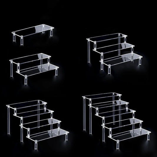 1-5 Tier Acrylic Display Stand Perfume Doll Clay Figurine Blind Box Storage Rack Transparent Ladder Makeup Organization W-2