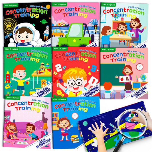 Montessori Toys Cartoon Sticker Books Focus on Potential Development Education Sticker Toys for Children 3-6Y