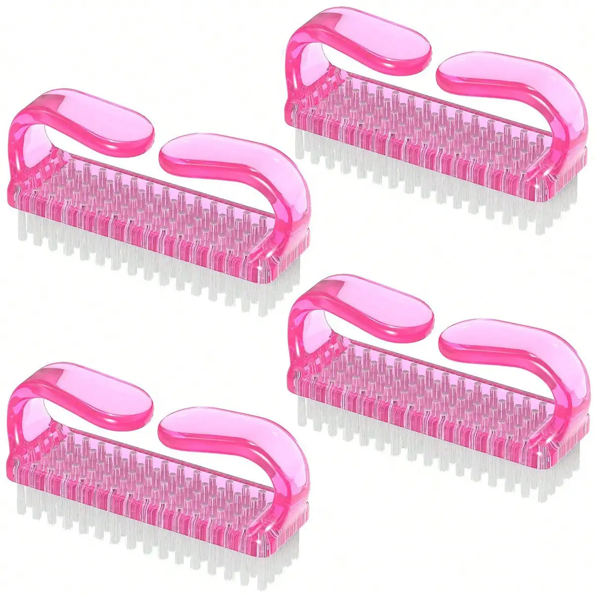 4pcs/Set Nail Art Tools Kit With Large Nail Polish Brush, Dust Brush, Cleaning Brush And Cuticle Pusher - Pink