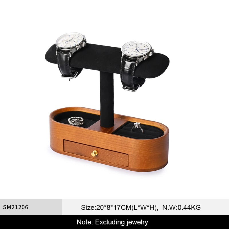 WoodTen Solid Wood Watches Display Stands Base Watch Necklace Bracelet Organizer Rack Bangle Scrunchie Headband Showcase Stan