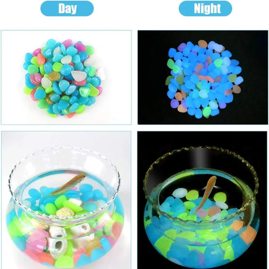 New Luminous Stones Glow in The Dark Pebbles Stones Fluorescent Rocks for Fish Tank Aquarium Aquatic Landscape Home Decor 1cm