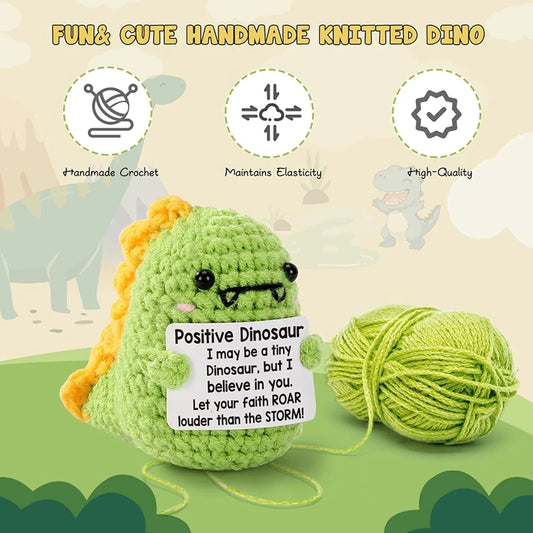 Positive Crochet Cute Animal Dolls with Card Emotional Support Mini Handmade Knitted Figurines Desktop Ornament Home Decor Gi