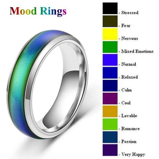 1pc Stainless Steel Mood Ring Changing Color Rings Emotion Feeling Temperature Ring For Women Men Couples Rings Fashion Jewel