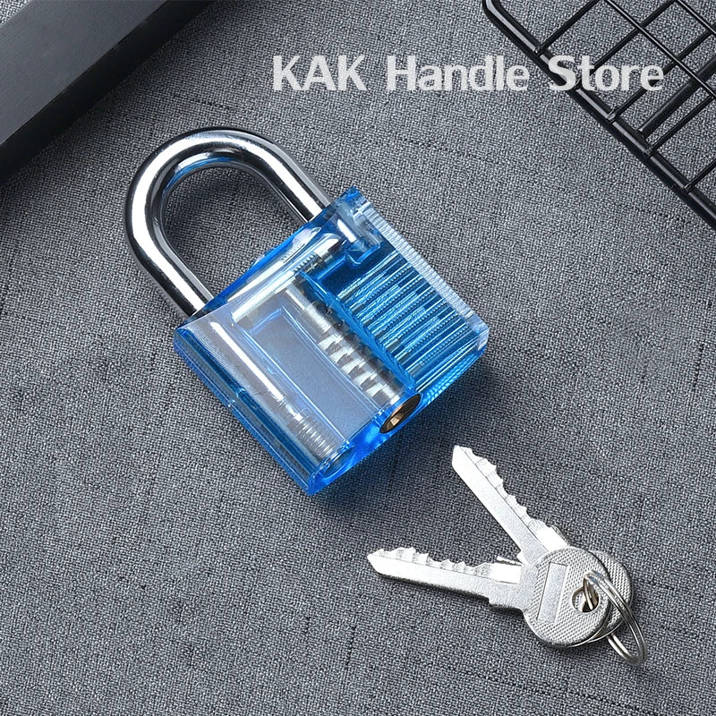 KAK Transparent Practice Padlock with Keys 80x50mm DIY Visible Lock Pick Tools Cutaway Practice Padlock Training Locksmith To