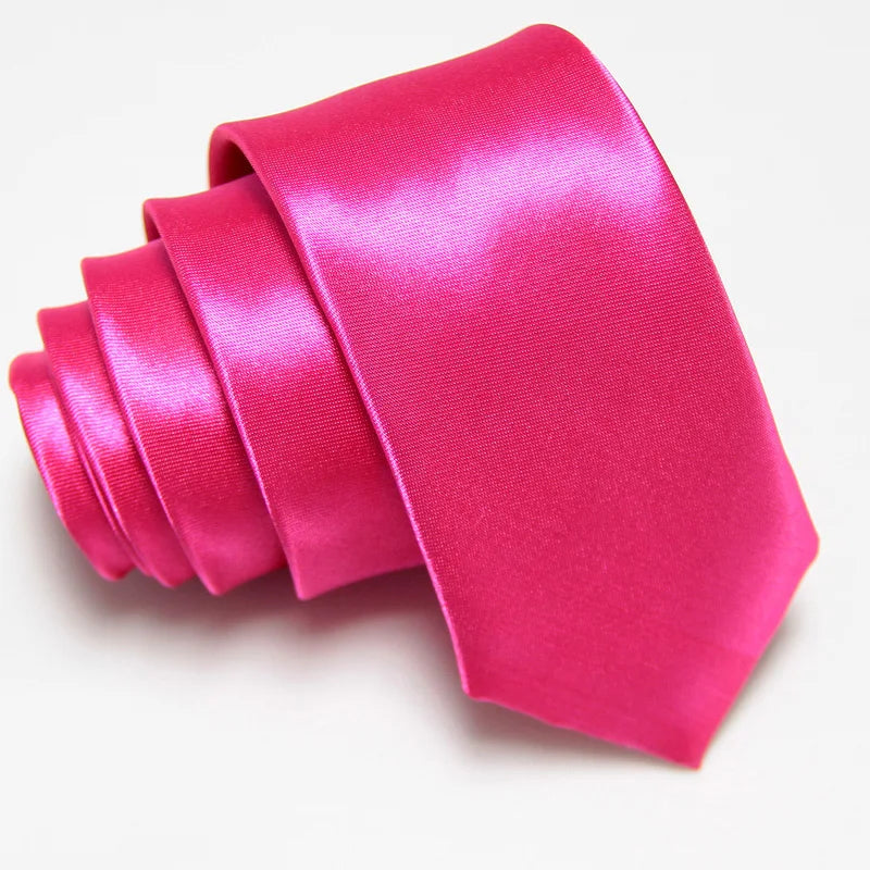 Fashion 5CM Skinny Slim Narrow Ties for man Solid Color Black Red Blue Patterns Necktie For mens Neck Tie Neckwear - Rose