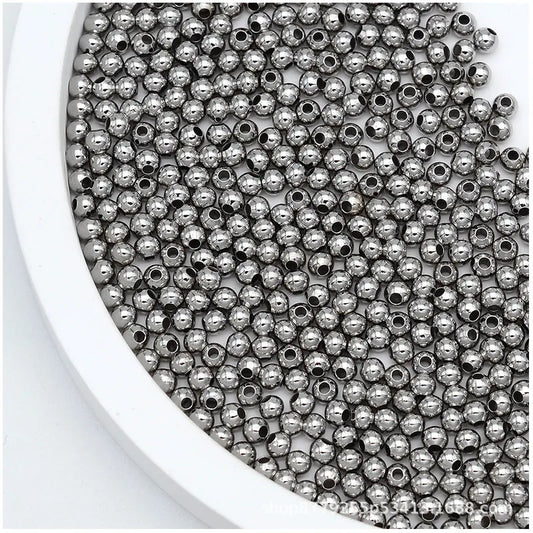2-8mm Stainless Steel Beads for Jewelry Making Loose Spacer Beads Ball Hole 1-1.5mm for Bracelets Jewelry Components DIY Gold