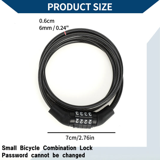 Bicycle Lock with 4-Digit Password, Anti-Theft Lock, Bicycle Safety Accessories, Steel Cable Bicycle Lock