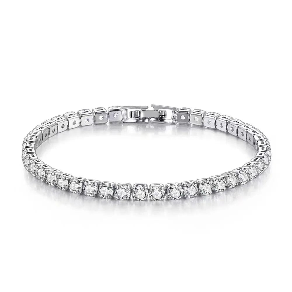 S925 Silver Platinum Plated Moissanite Bracelet Sparkling Personality Wedding Jewelry Gift Charm Bracelet For Women