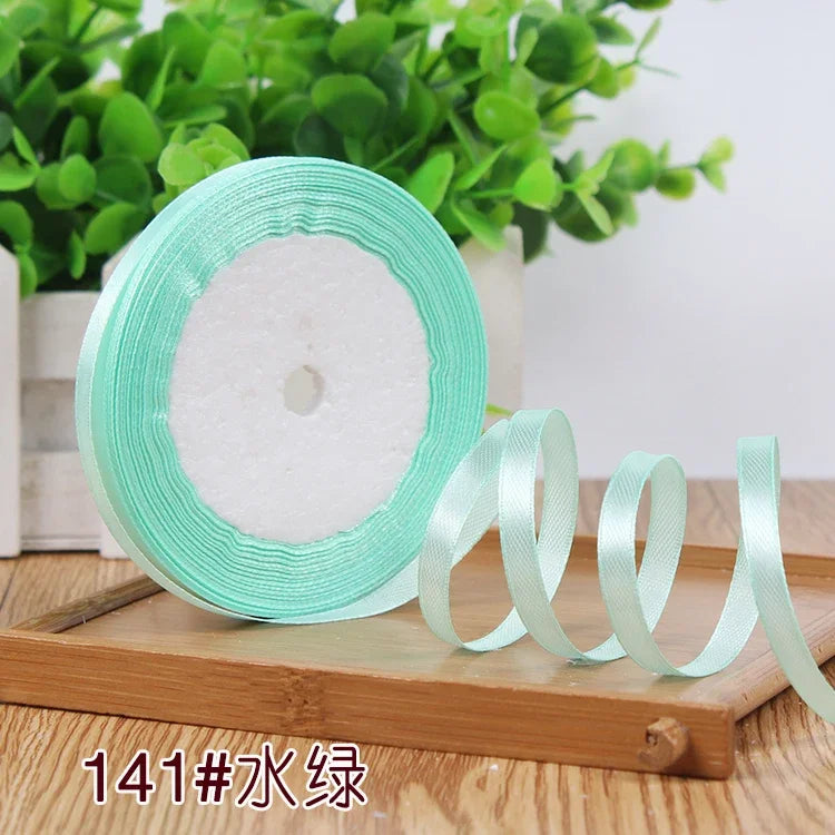New (25 Yards/lot) 1/4''6mm Single Face Silk Satin Ribbon Wedding Decorative Ribbons Christmas Gift Wrap DIY Handmade Materia
