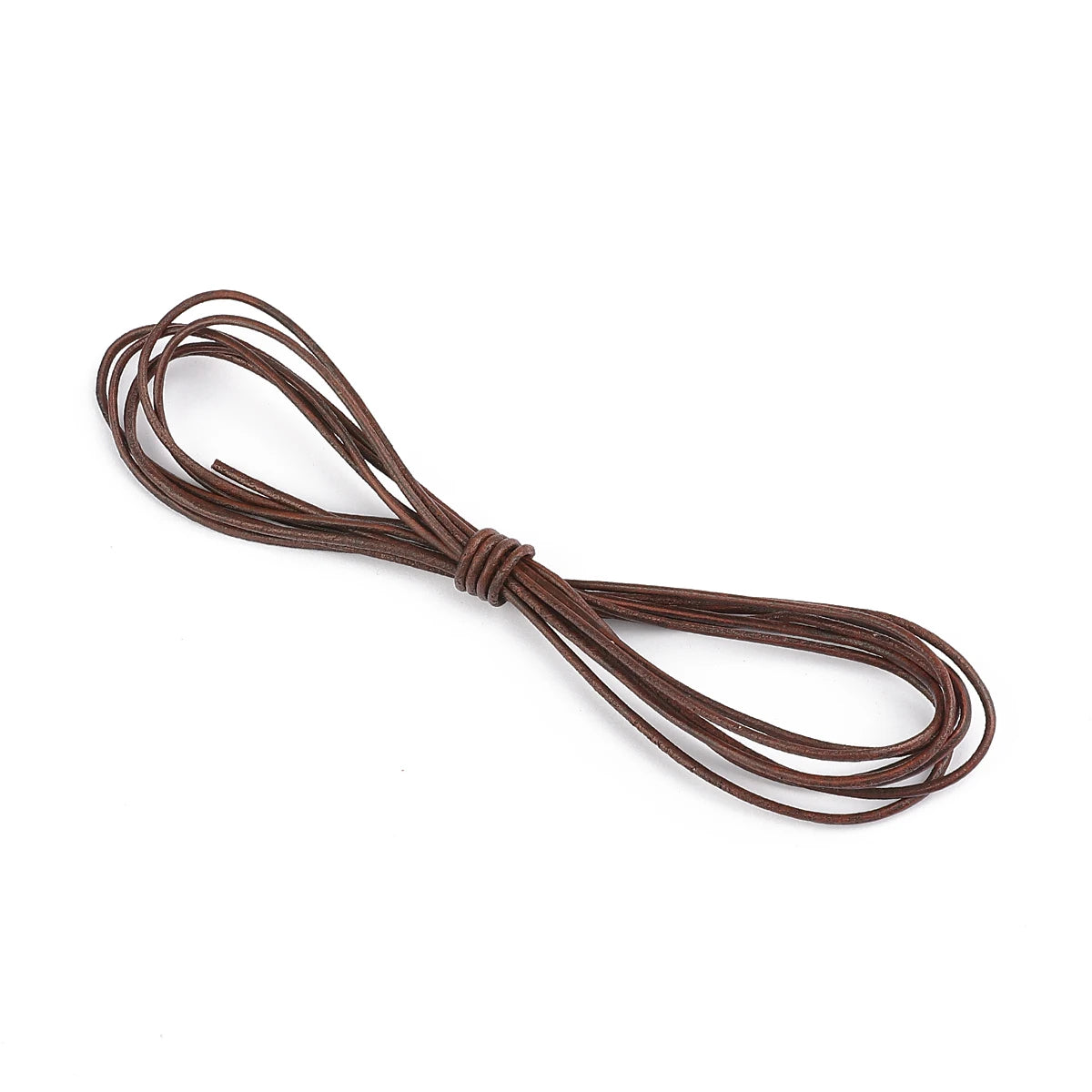 2m Vintage Faux Cowhide Leather Cord Strip Round/Flat Rope String DIY Bracelet Necklace Braided Craft Jewelry Making - round-