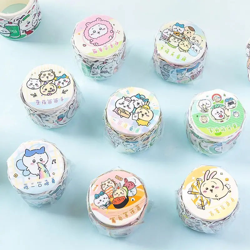 100 Pcs Chiikawas Cute Cartoon Washi Tape Stickers DIY Collage Decorative Supplies for Journal Scrapbook Craft Decoration Gif