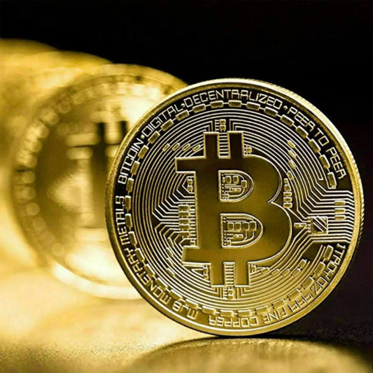 Physical Gold Plated Bitcoin Commemorative Coin Cascius Metal Antique Replica Collectible Art Gift