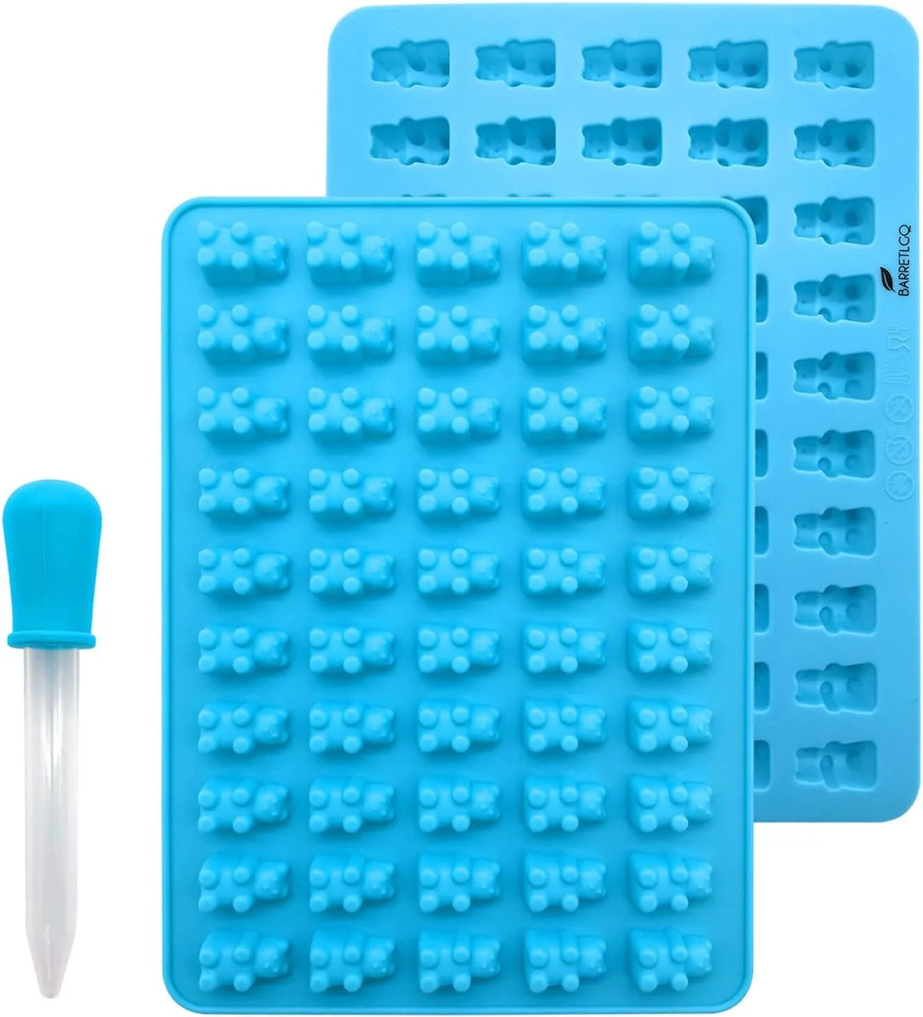 Gummy Bear Molds Silicone Mini Chocolate Candy Mold for Kid with 2 Droppers Including Dinosaur Bear Hearts Donut Shape - 3pcs