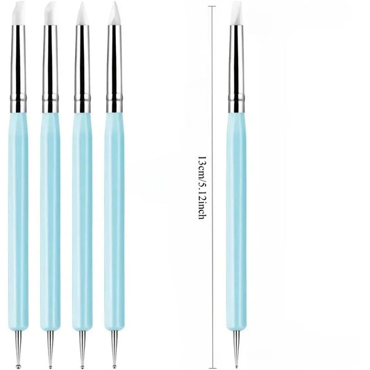 5PCS Silicone Clay Sculpting Tool for Brush Modeling Dotting Nail Art Pottery Clay Tool DIY Carving Sculpting Tools