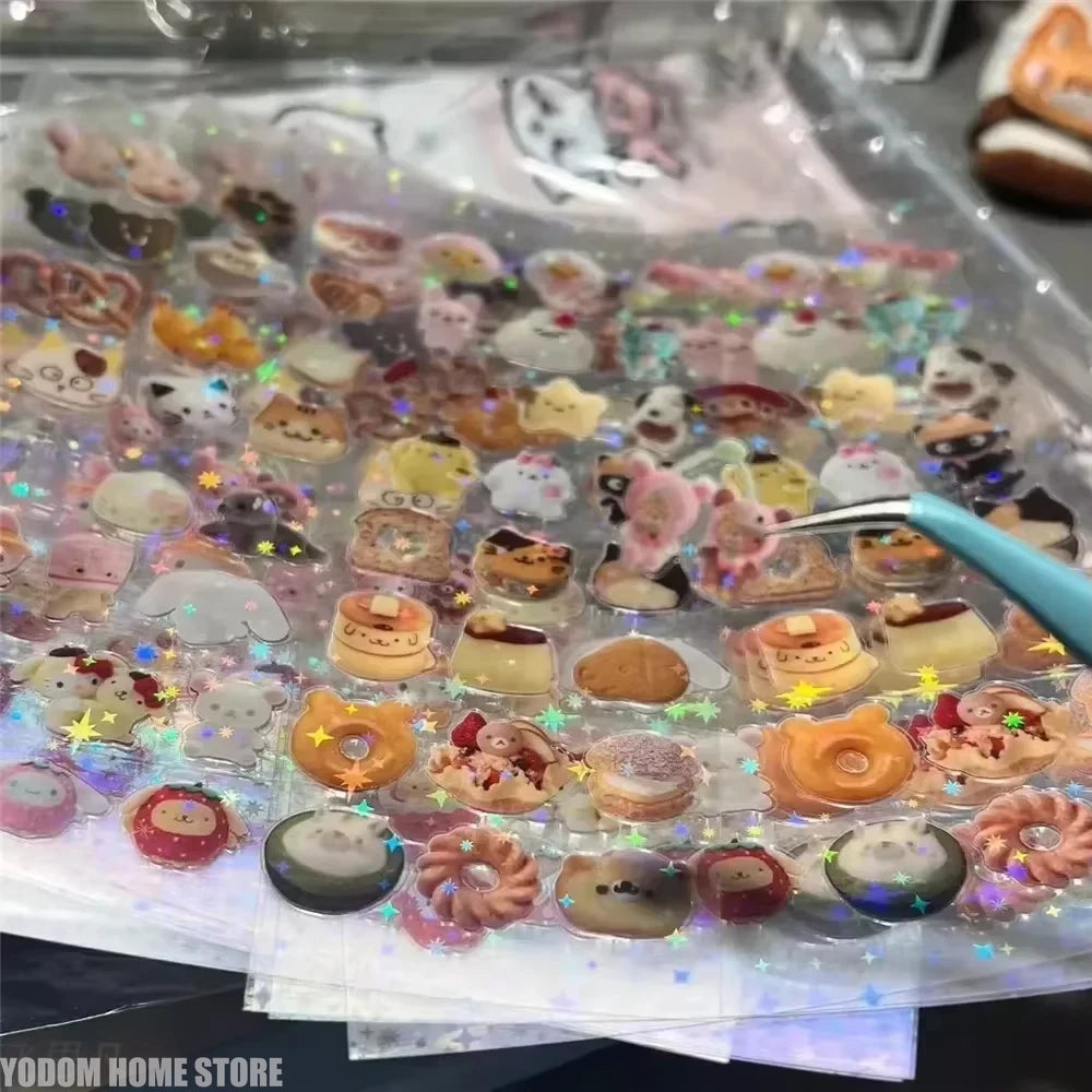 20 Sheets Vintage Glitter Stickers Transparent PET Cut Film Toploader Scrapbooking Deco Stickers Kawaii Journal Stickers