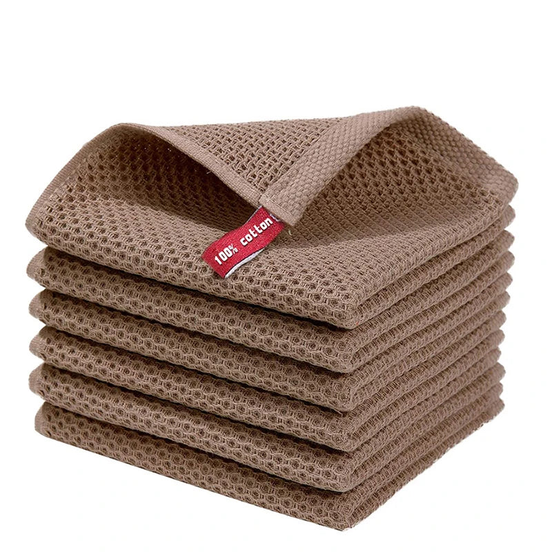 Cotton Towel Soft Absorbent Dishcloth Kitchen Dish Rags Honeycomb Breathable Face Wash Towel Household Cleaning Cloth Wash Cl