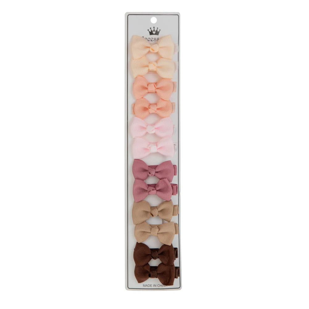 12Pcs/Lot Solid Color Grosgrain Ribbon Bowknot Kids Hair Clips Handmade Bows Baby Girls Barrettes Hairpins Photo Props Gift S