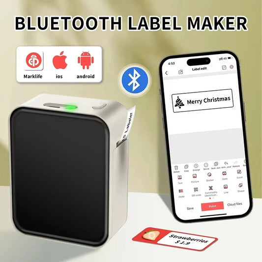 Marklife P15 Mini Portable Label Printer Smart Pocket Printer Thermal Adhesive Sticker Labeling Machine ot 3PK Label Paper No