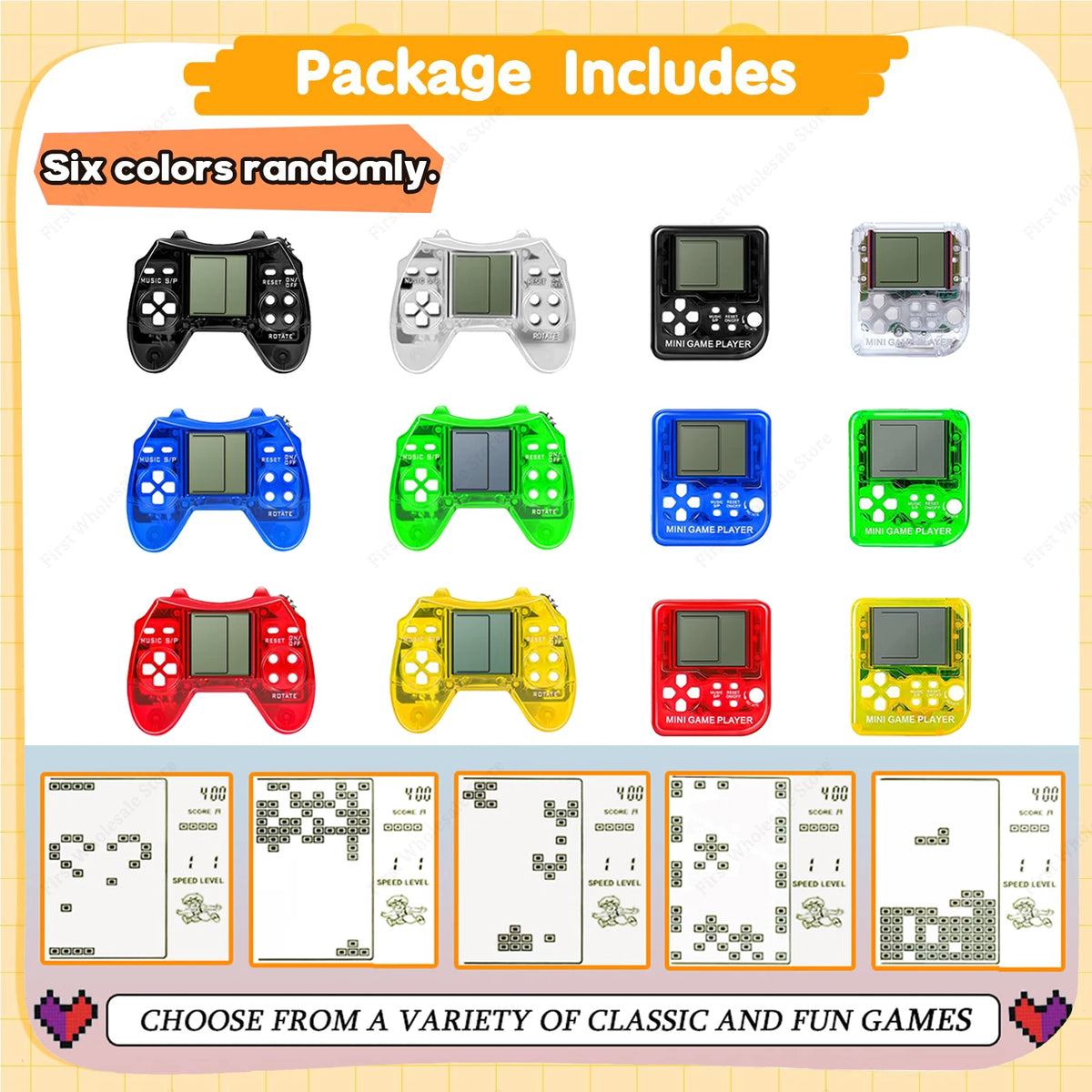 6-48Pcs Video Game Party Favors for Classic Game Console Keychain Birthday Joypad Souvenir School Valentine Gifts - SET E / 6