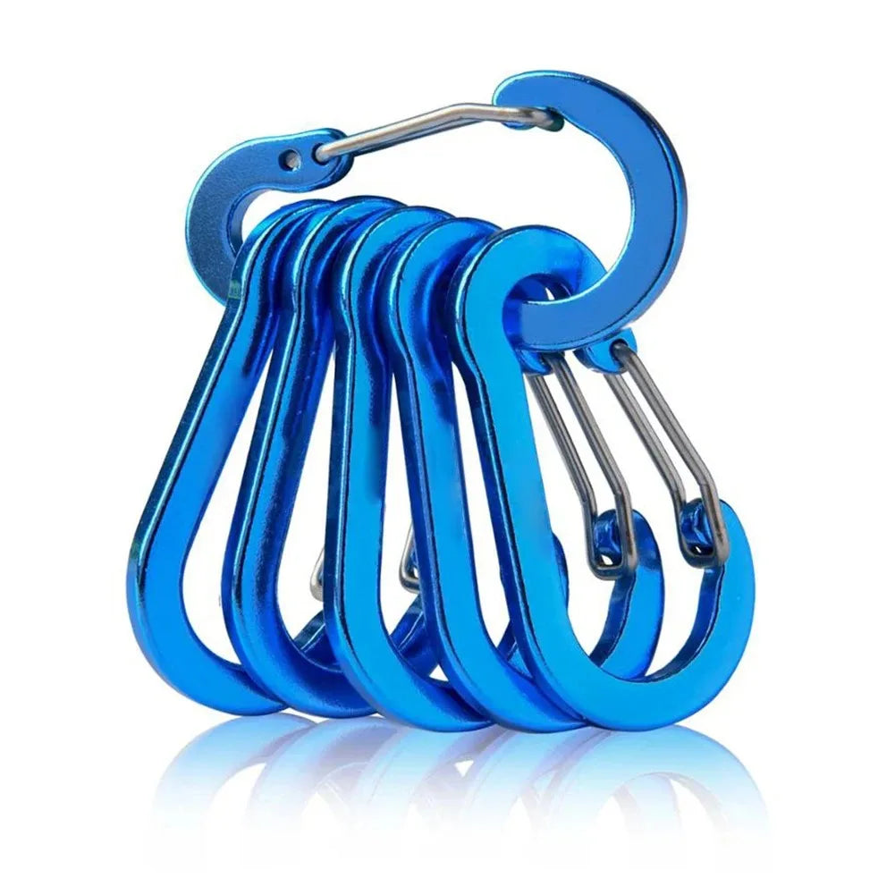 6pcs Carabiner Clip Aluminum Alloy Keychain Lock Buckle Snap D-Ring Clip Outdoor Backpack Camping Multi Tool Fishing Hiking H