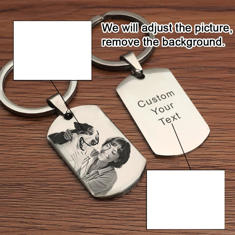 Custom Photo Keychains Couple Souvenir Gifts for Men Unisex Pet Keychains Personalized Keepsakes - Silver keychain