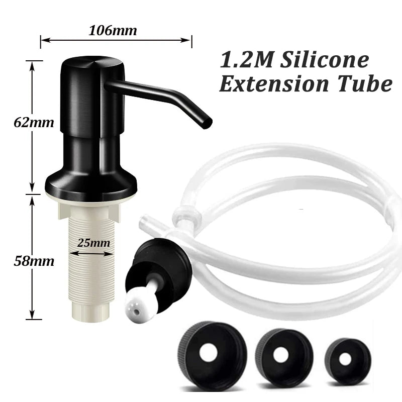 Stainless Steel Soap Dispenser Extension Tube Kit Kitchen Sink Liquid Soap Dispenser Bathroom Lotion Detergent Hand Press Pum