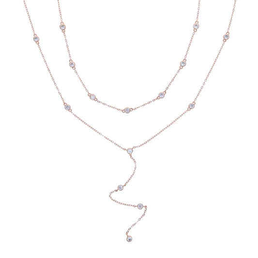 2026 New Fashion Lariat Layering Necklace for Women Double Laryered Long Chain Drop Pendant Choker Necklaces Fashion Gifts