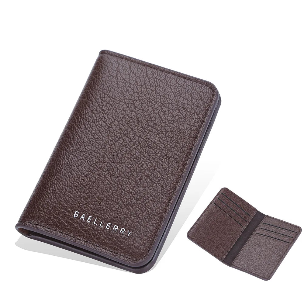 Baellerry Slim Compact Luxury Brand Wallet Men Soft Leather Credit Card Holders Wallet for Men Small ID Card Case Cardholder