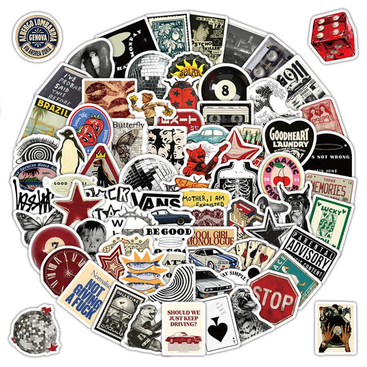 103 Sheets American Vintage Stickers, Retro Aesthetic Decorative Decals for Phone Case Laptop Journal Papery Pop Store