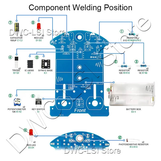 Practice Soldering Learning Electronics Kit Smart Car Soldering Project Kits Line Following Robot Beginners DIY Electronics
