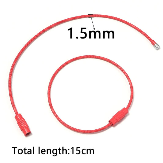 10pcs/lot Stainless Steel Wire Keychains Colorful Round Cable Loop Screw Lock Rope Rings For DIY Keyrings Key Chains Accessor