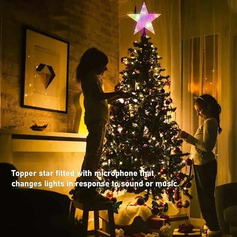 15cm Christmas Tree Decoration Stars Warm White Lights Home Room Decor Shining Lamp Xmas Festival