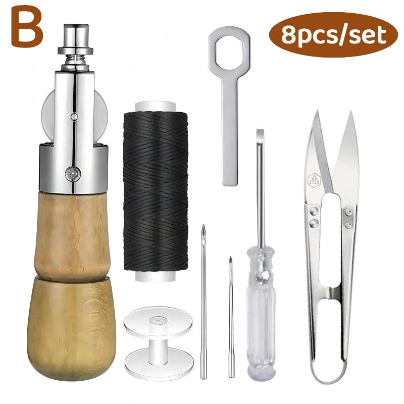 Sewing Tools, 8-Piece Leather Sewing Kit, Hand Sewing Tool Set, Leather Craft Repair, Quilting and Fabric Edge Stitching