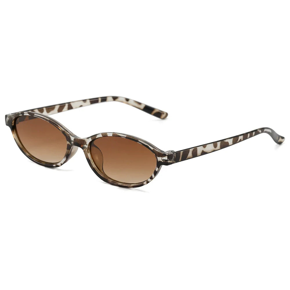 Sexy Small Oval Women's Sunglasses 2025 New Fashion Leopard Brown Hot Sun Glasses Female Retro Colorful Shade Eyeglass - whit