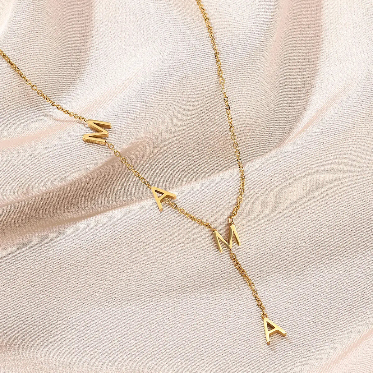 Custom Lariat Name Necklace Personalization Letter Necklaces For Women Unique Y Choker Initial Chokers Stainless Steel Jewelr