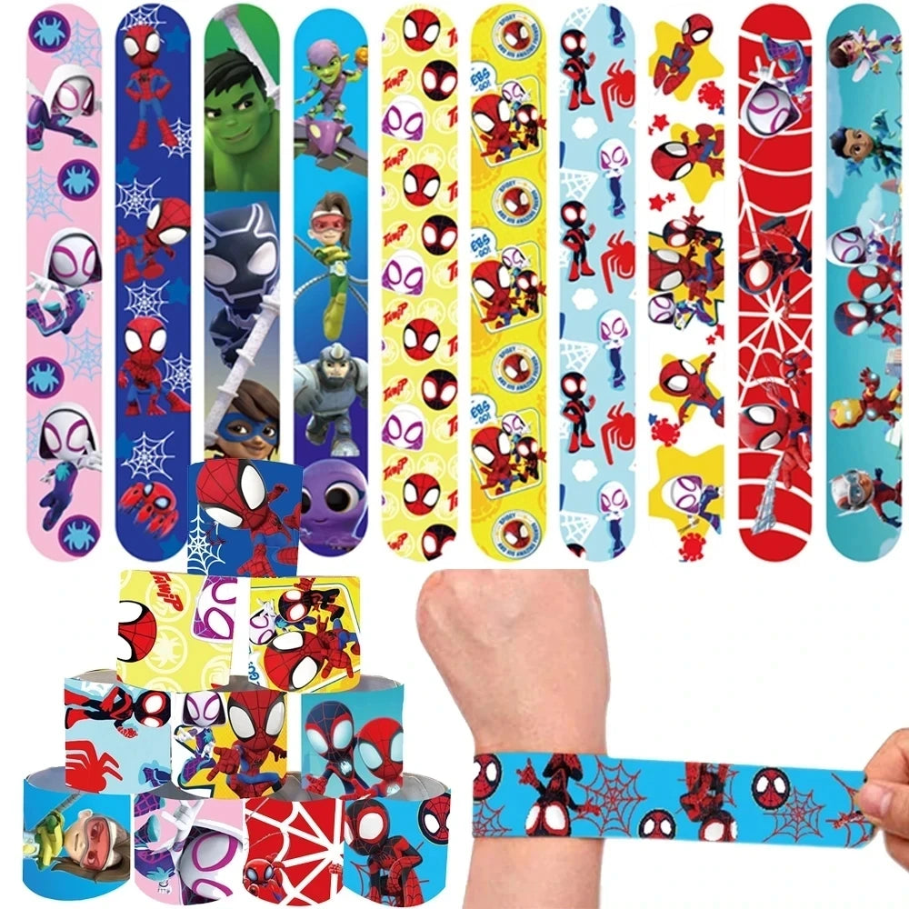 12pcs Spidey and His Amazing Friends Bracelets Wristband Snap Bracelet for Girl Birthday Party Party Favors Baby Shower Suppl
