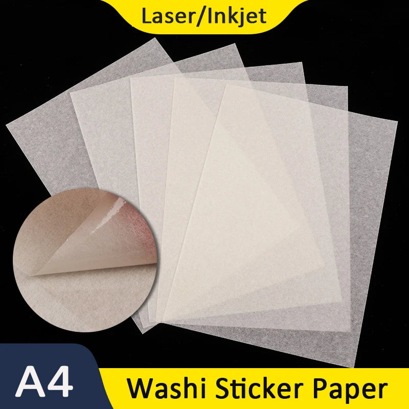 A4 Washi Paper Self-Adhesive Sheets for Craft Labels