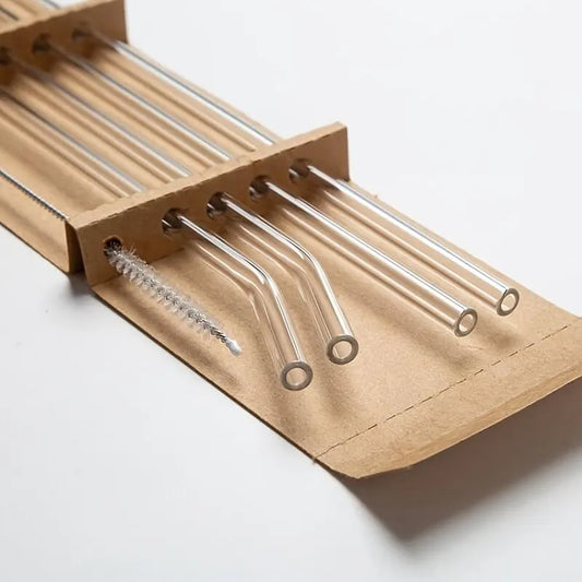 Heat Resistant Glass Straws with Brush Set of 5