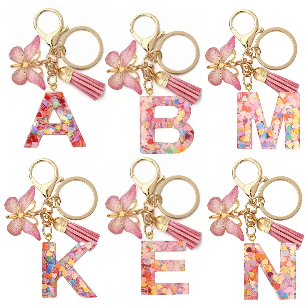 Fashion DIY A-Z Letters keychain: resin letter charm