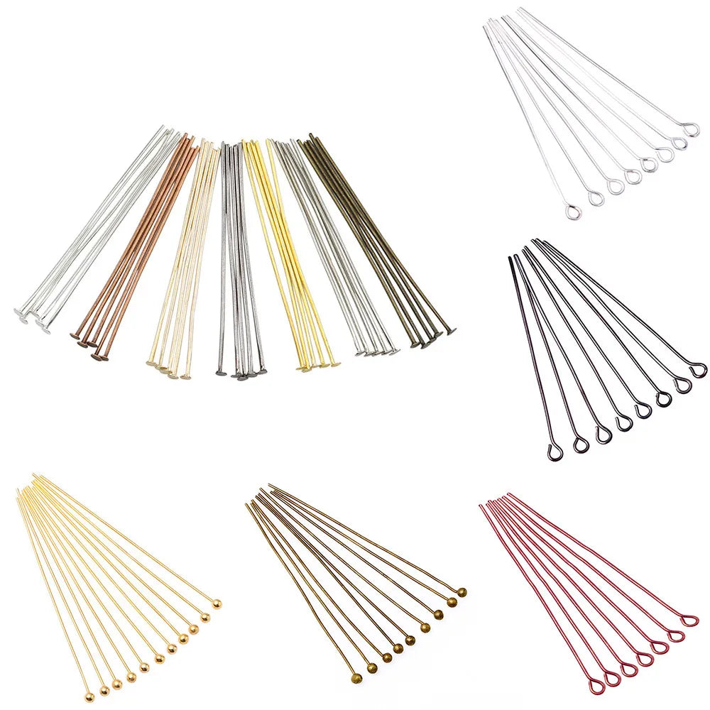 Flat Head Gold Eye Pins for Jewelry Making and Beading